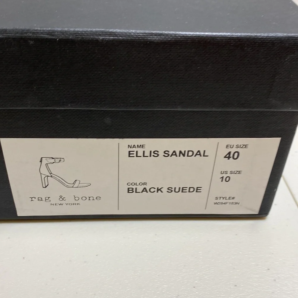 $395 NIB! RAG & BONE Black Suede Ellis Sandals Size 10 - Picture 7 of 7